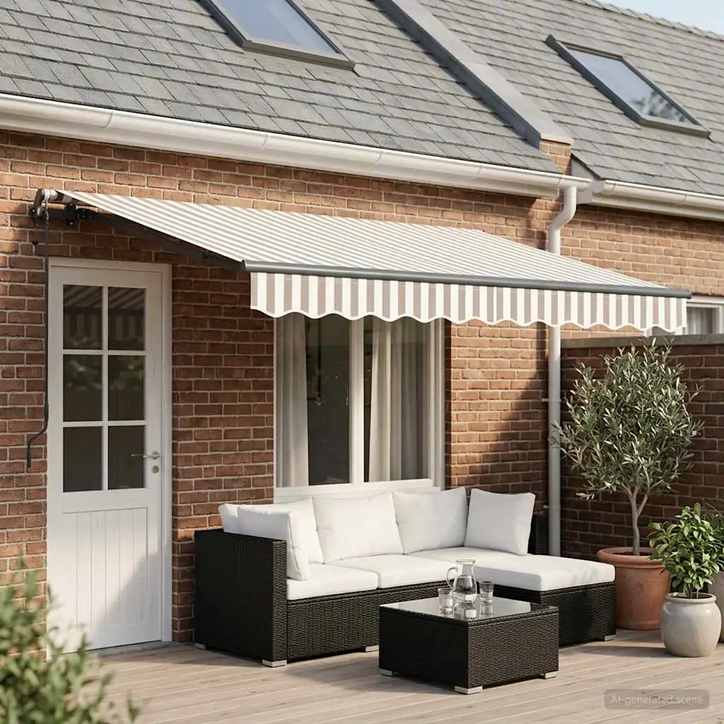 Tenda retrattile Grigio chiaro e bianco 400 × 300 cm 3426042
