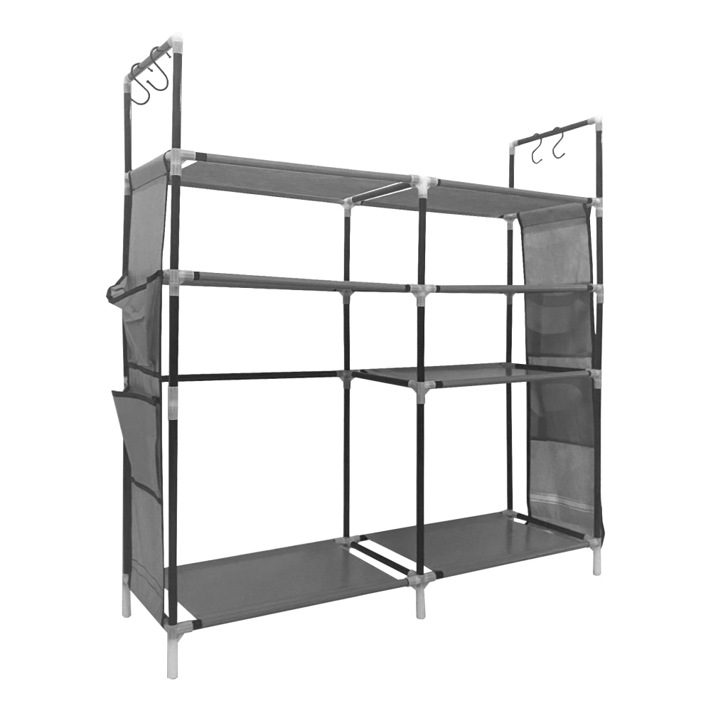 Scarpiera componibile in metallo Nyana Home fino a 21 paia 95x90x27cm, 4 tasche laterali, 4 altezze Grigio.
