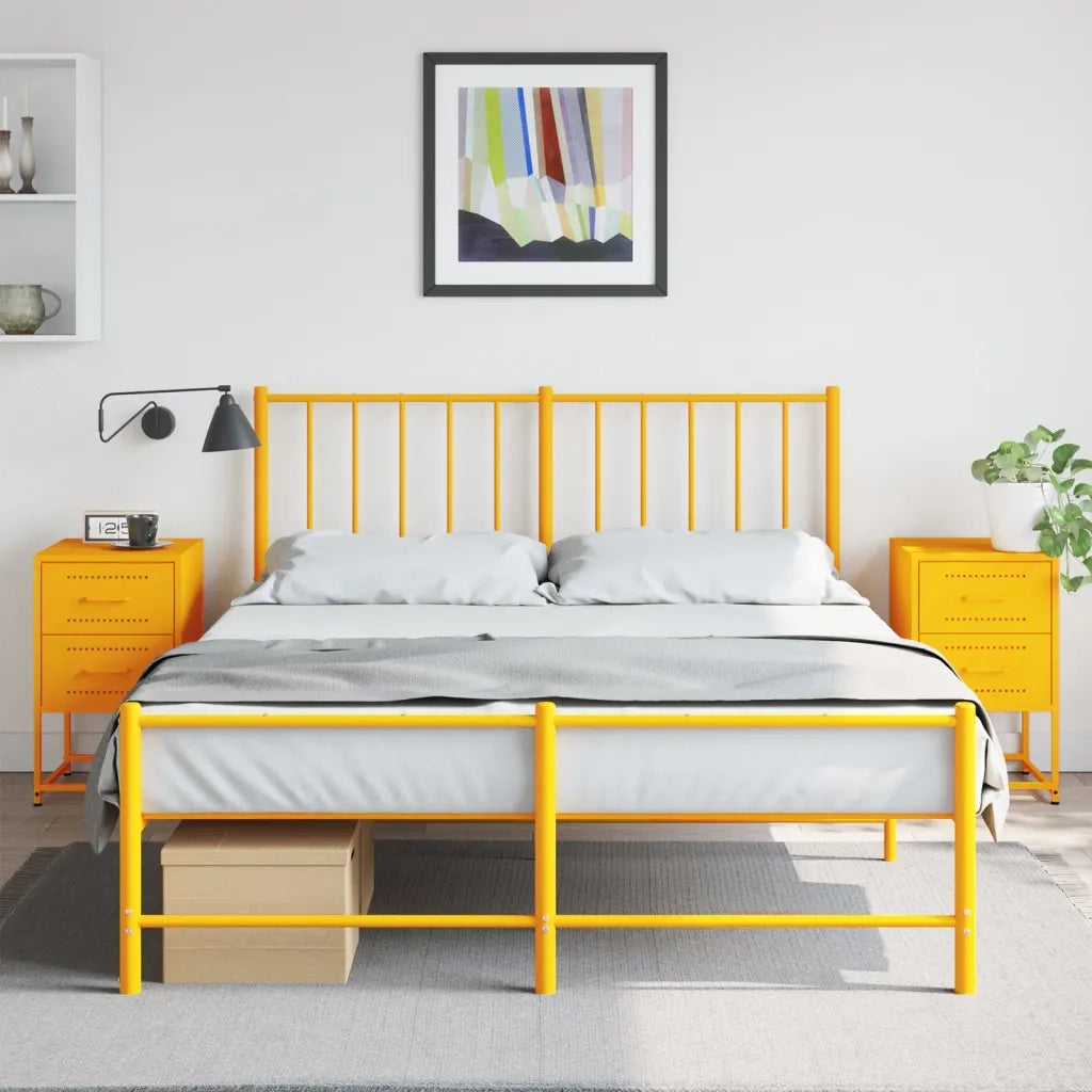 Comodini 2 pz-Set di 2 Tavolino da notte Giallo Senape 36x39x60,5 cm in Acciaio 227880