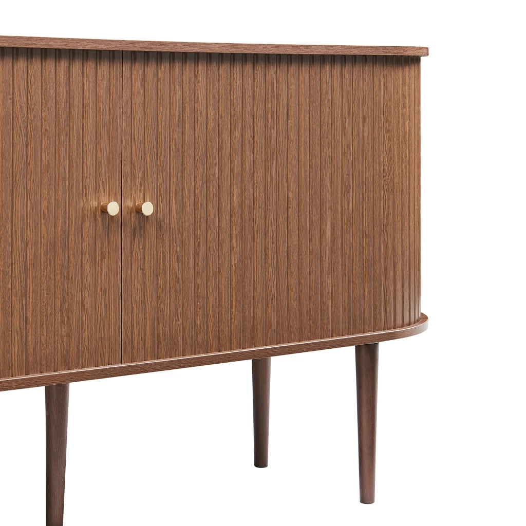 Mobile Contenitore Mapia con Ante Scorrevoli Credenza Bassa Madia 140x40x75 cm Effetto Noce [en.casa]