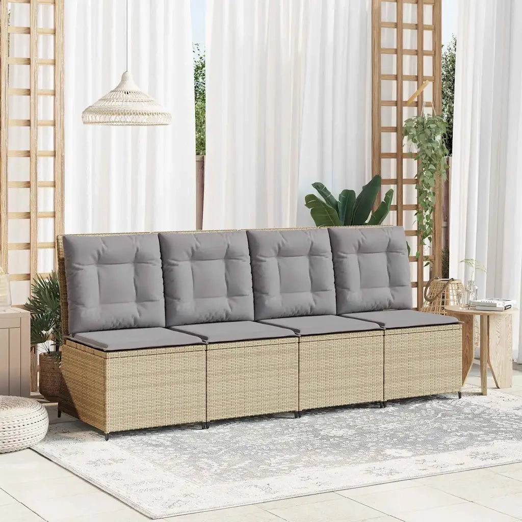 vidaXL Divano da giardino con cuscino Beige Poly Rattan