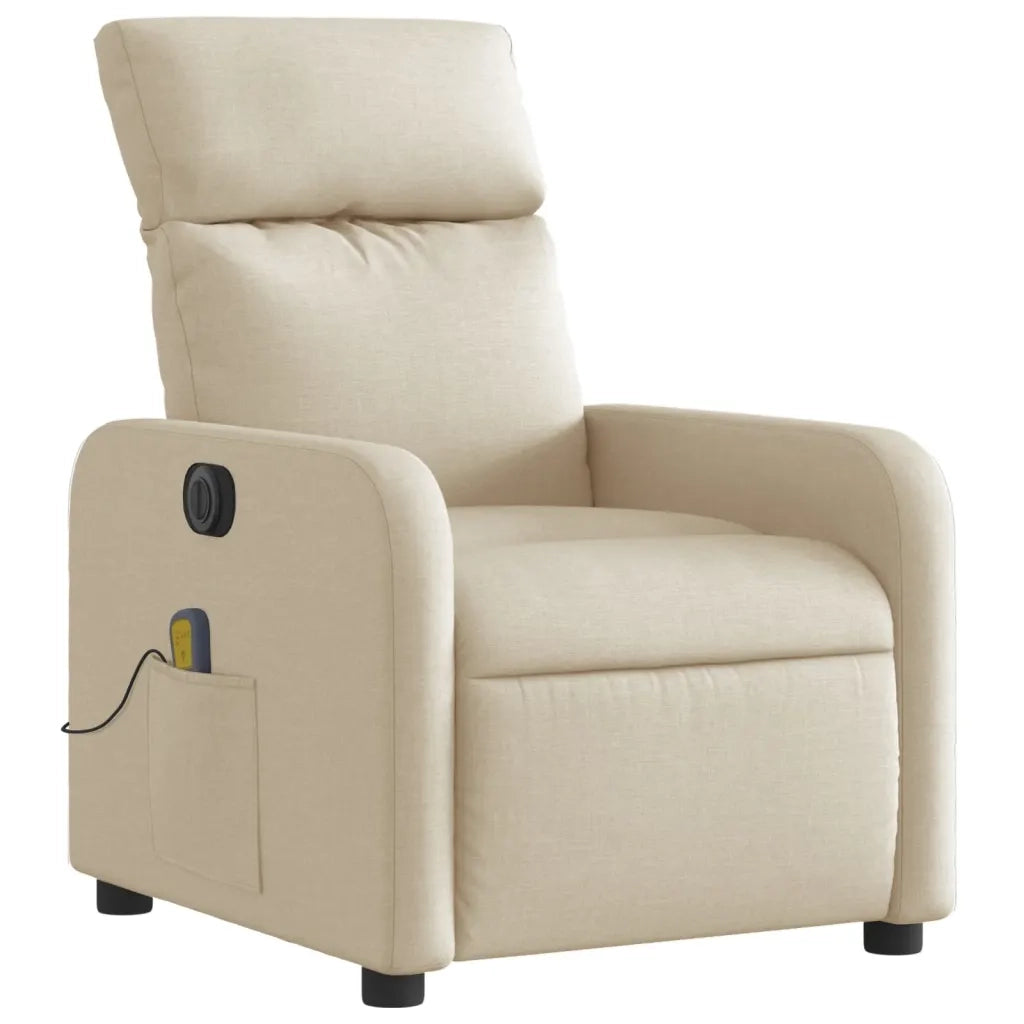 Poltrona Reclinabile Massaggiante Elettrica Crema in Tessuto 3206698