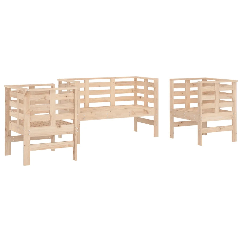 Set Salotto da Giardino 3 pz | Set di Mobili da Esterno in Legno Massello di Pino