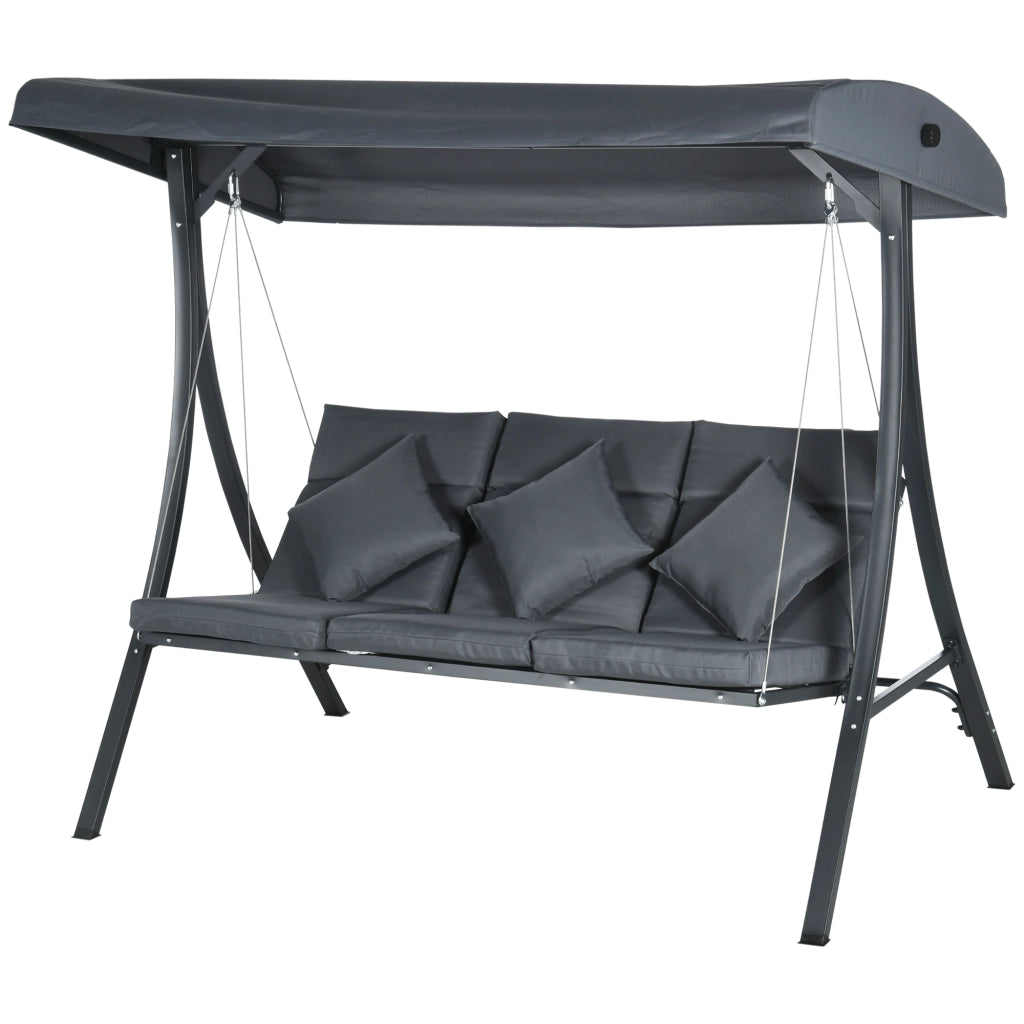 Balancelle Giardino 3 Posti ¨C Zephmum ¨C Grigio Scuro Acciaio Polyester
