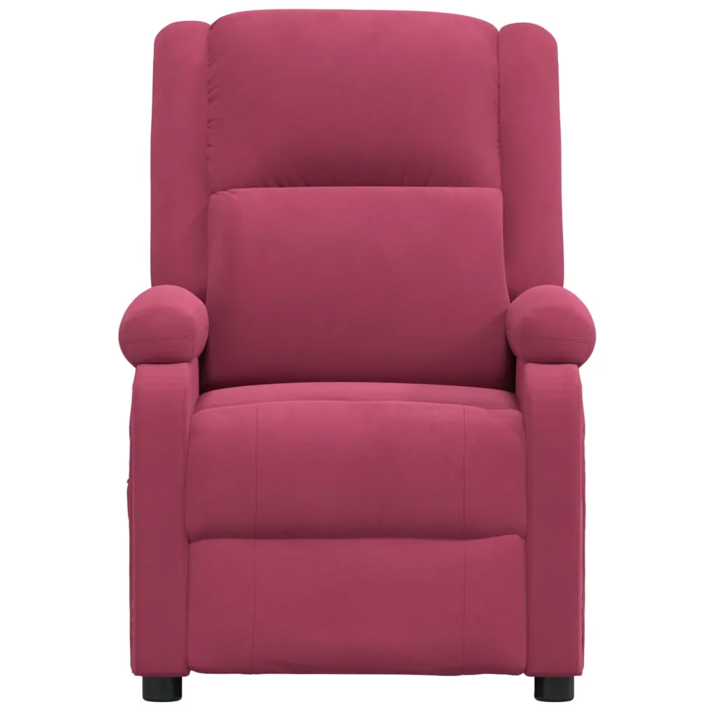 Poltrona Massaggiante Elettrica Rosso Vino in Velluto 3098409