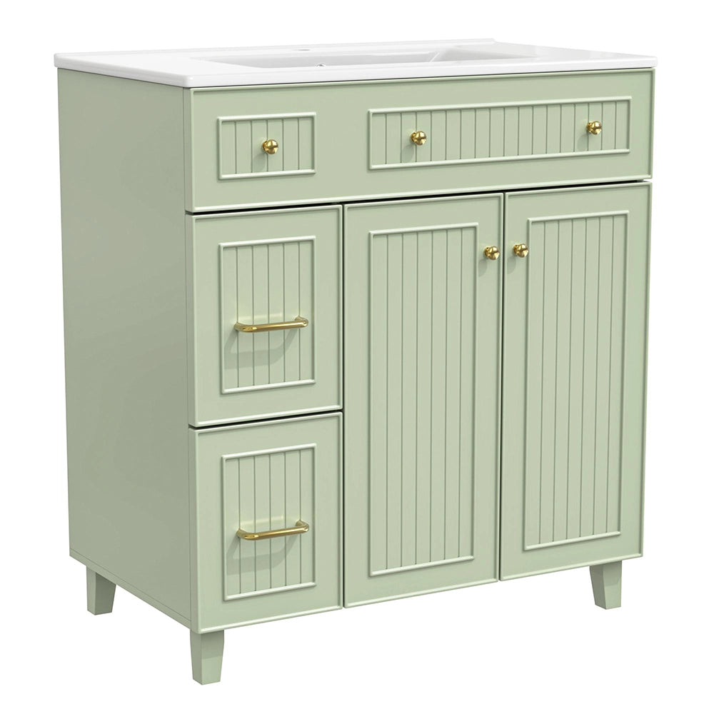 Armadio bagno con lavabo - Xylo - 81,7 cm - Verde - Design lussuoso con superficie laccata