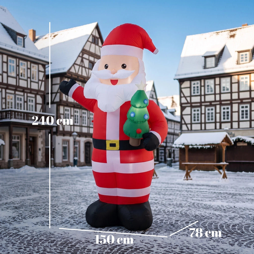 Père de Noël Gonflable de 243 cm avec Lumières LED