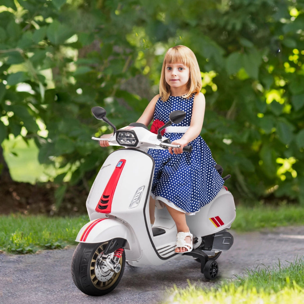 Moto Elettrica per Bambini Piaggio Vespa Sprint 12V con Rotelle Bianco