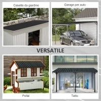 Set 12 Pannelli di Ricambio 129x45 cm per Casette da Giardino in Acciaio Zincato Grigio Scuro