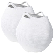 Set di 2 cesti portaoggetti in cotone bianco 20 x 30 cm Portabiancheria Contenitori intrecciati a mano