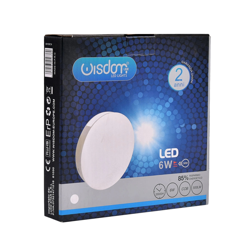 APPLIQUE SLIM LED 6W TONDA BI-EMISSIONE 6500K° - DESIGN MINIMAL IDEALE PER ARREDI MODERNI