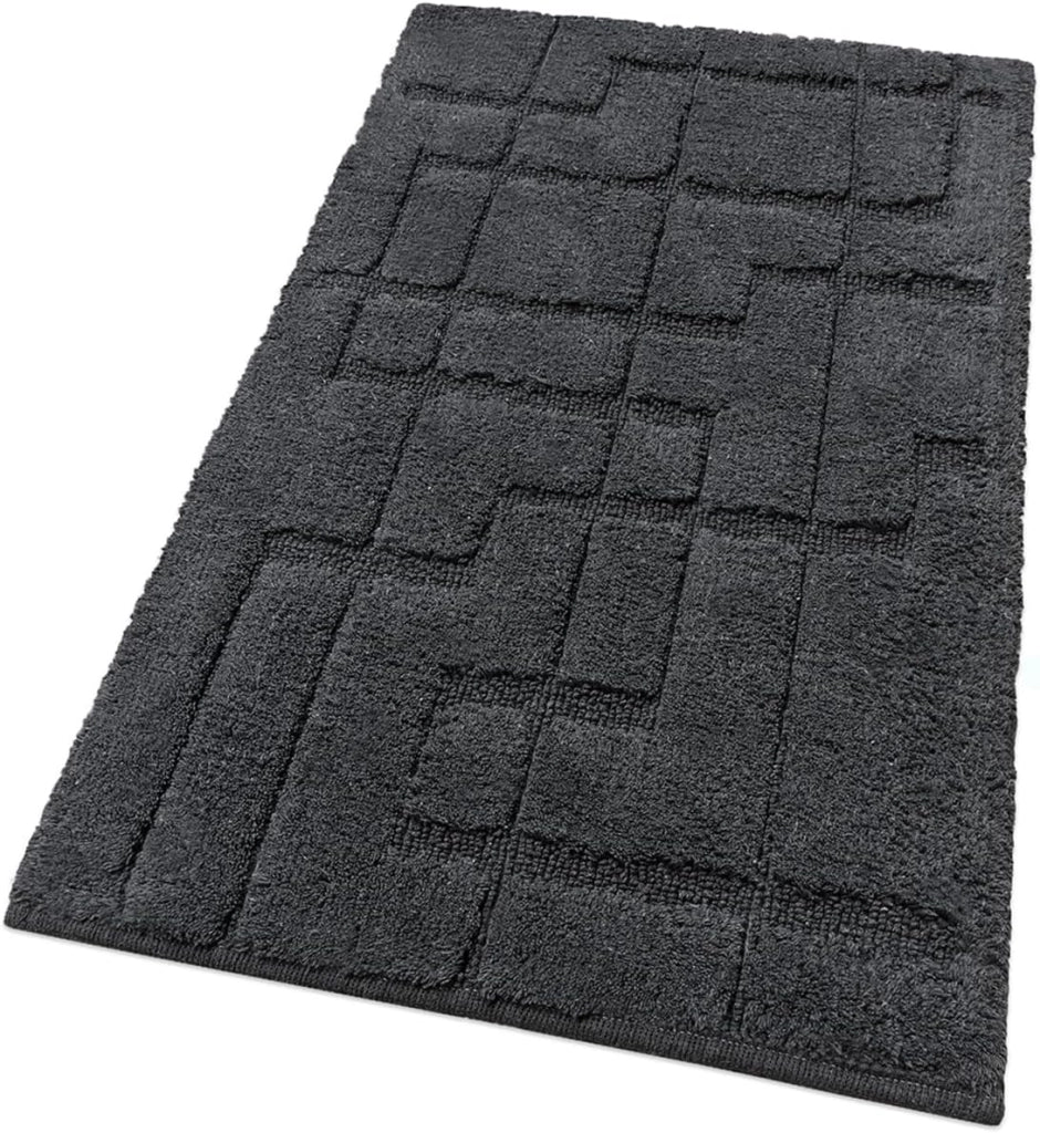 Tappeto Bagno Puro Cotone Morbido 3D Camera Sendiletto Elegante Lavabile Antracite 55x120 cm