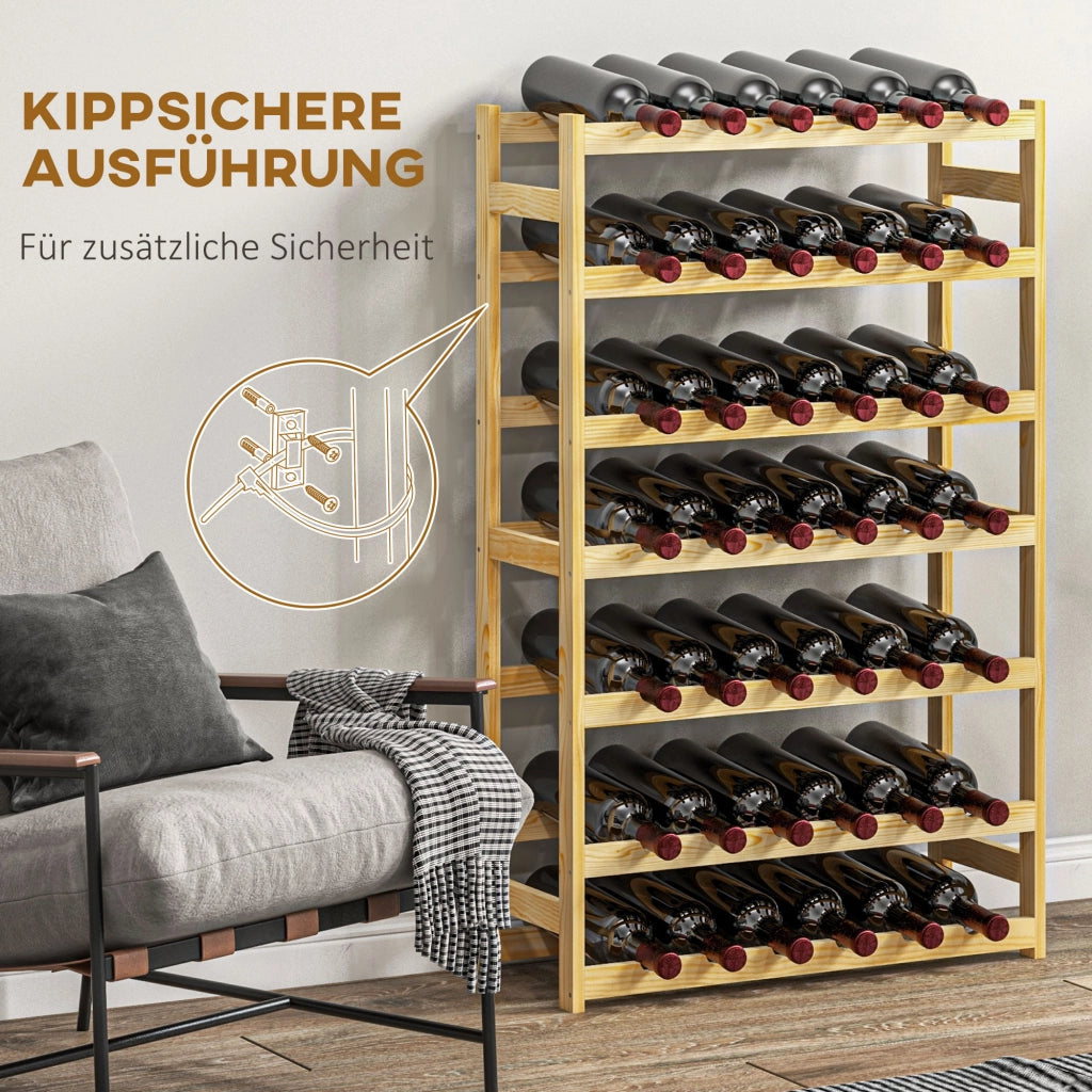 Libreria per vini 7 livelli ¨C Minimal ¨C legno di pino 63x25x102 cm naturale