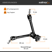 Braccio articolato a frizione XL SP 530 x 80 x 80 mm, portata max di 5kg, lunghezza di 53cm - per DSLR, videocamere, illuminazione - con spigot da 5/8”