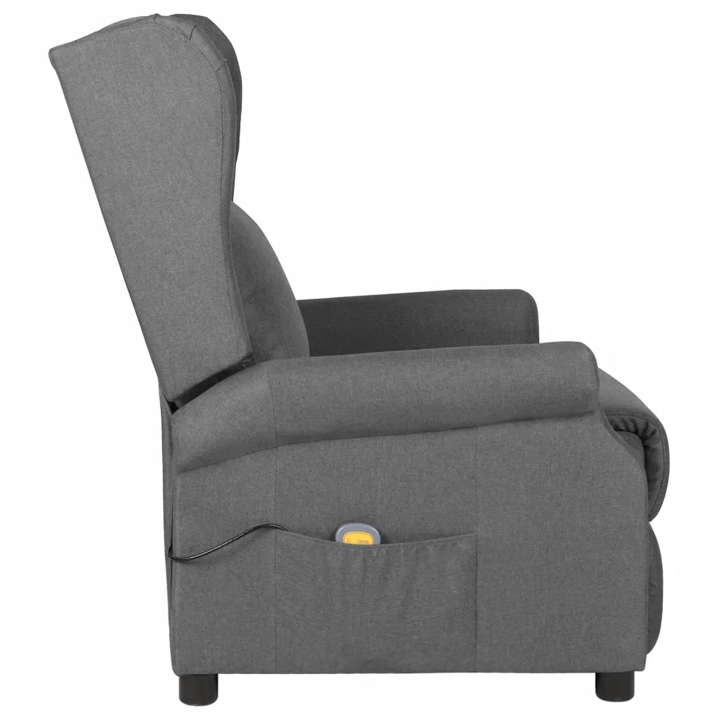vidaXL Poltrona Massaggiante in Tessuto Grigio Chiaro