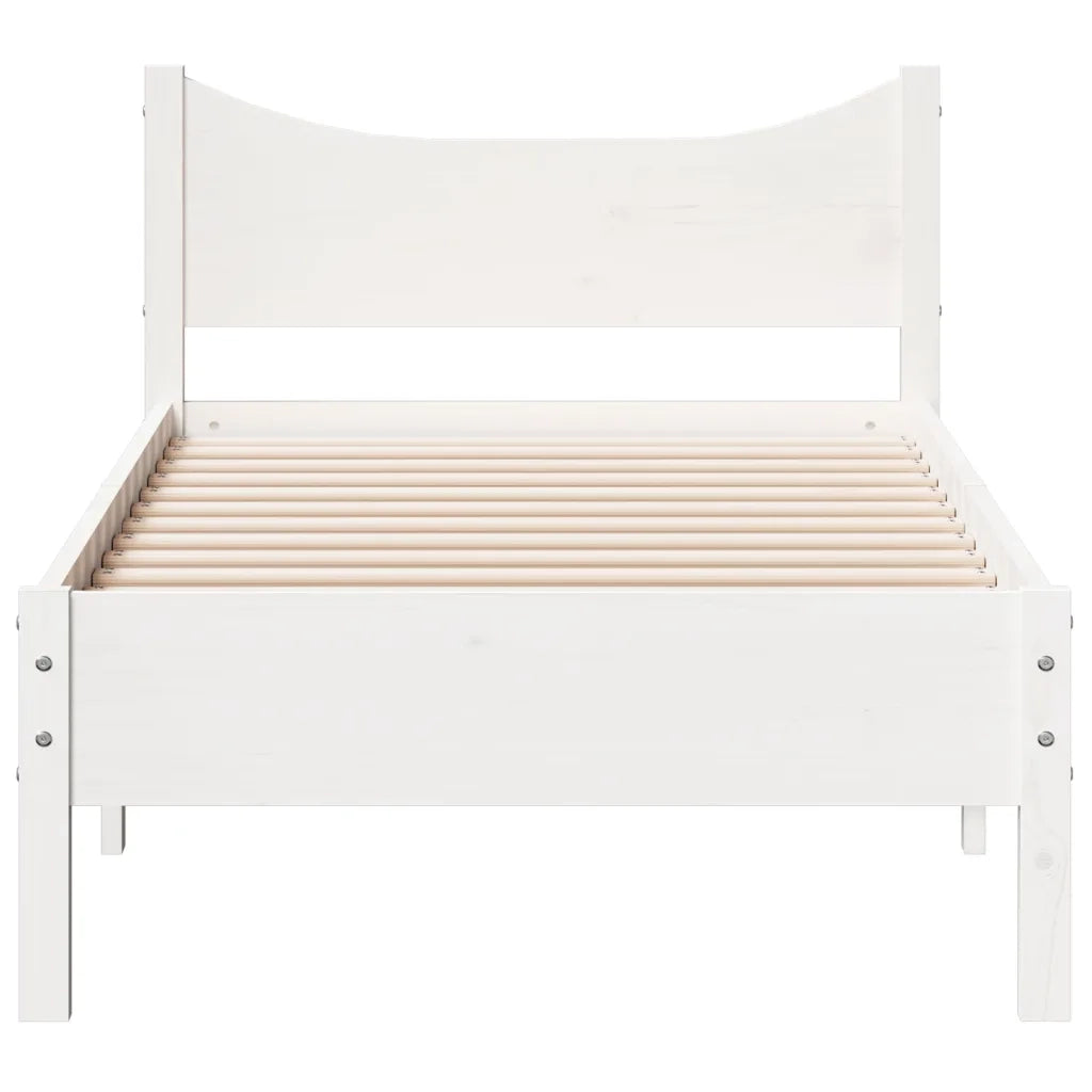 Letto senza Materasso Bianco 75x190 in Legno Massello di Pino 844758
