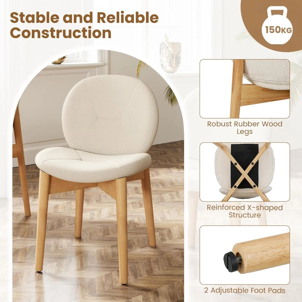 Set di 2 sedie da pranzo imbottite, da cucina, soggiorno, da pranzo, con schienale ergonomico, in legno, portata 150 kg, senza maniche, 50 x 60 x 84 cm