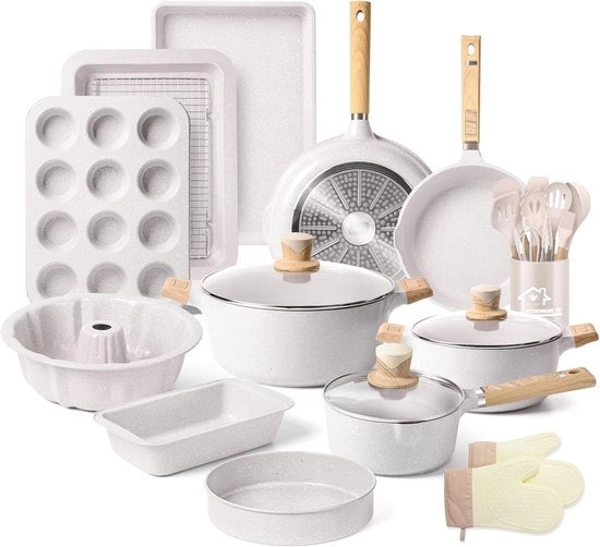 Set di Pannini e Piatte - Smalto Antifiammeggianti - 10 pezzi - Pietra Granito