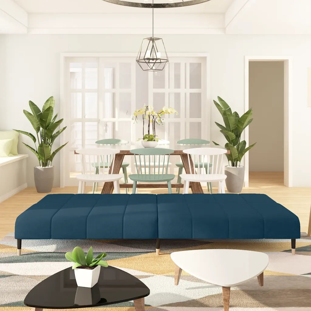 Divano Letto a 2 Posti-Sofa Letto 2 Posti-Daybed Blu in Velluto 440015