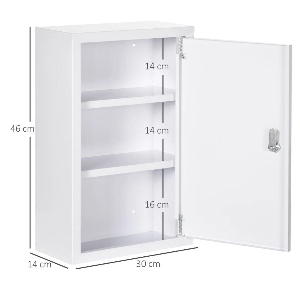 Armadietto Medicinali da Parete 30x14x46 cm 2 Chiavi in Acciaio Bianco