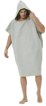 Surfponcho universale per donne, uomini, adulti e teenager, poncho da bagno ultraleggero e rapidamente asciugante, poncho di microfibra, anche da utilizzare come coperta per avvolgere al ritorno dal mare (Grigio chiaro)