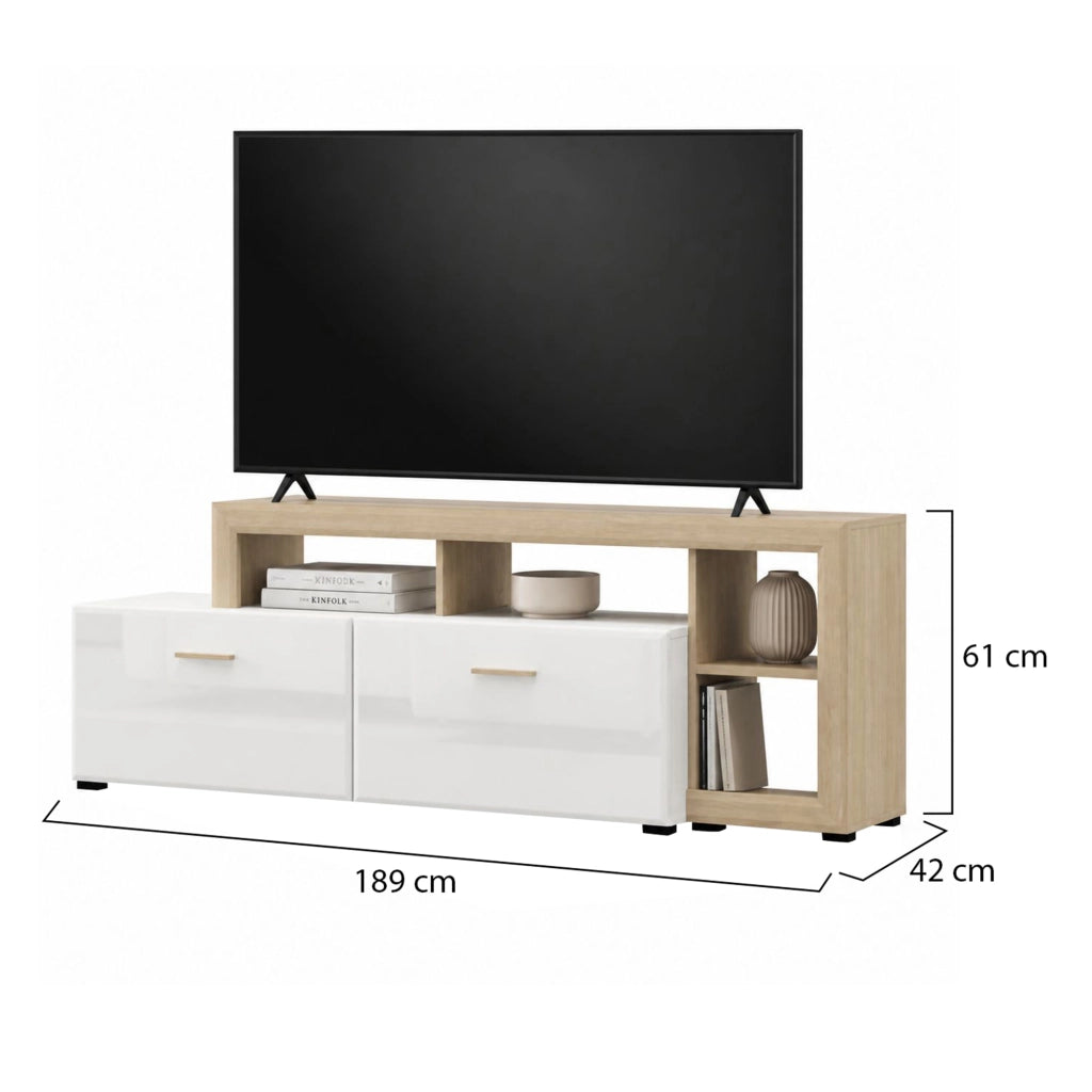 Casola, Mobile Porta tv 5 Ripiani, 189x42x61h cm Bianco Opaco