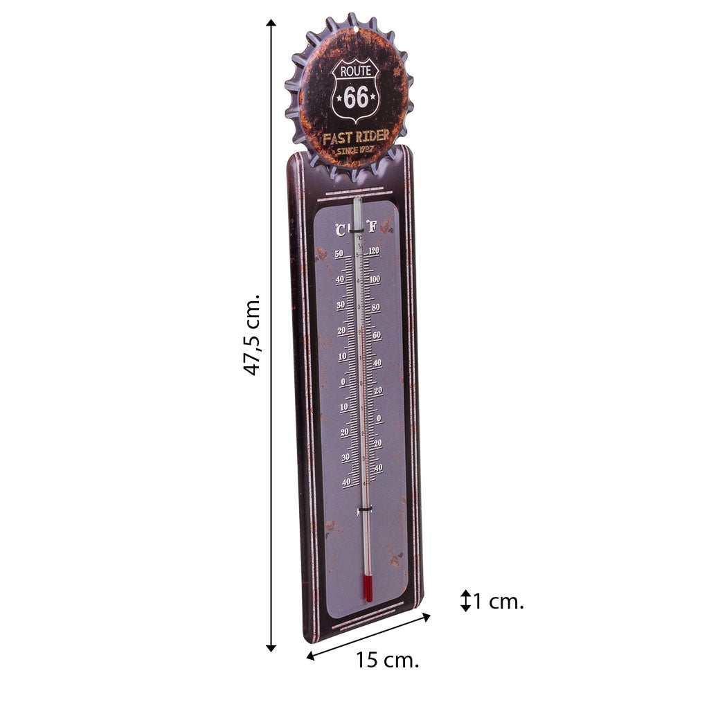 Termometro da parete in metallo nero 47,5x15x1h