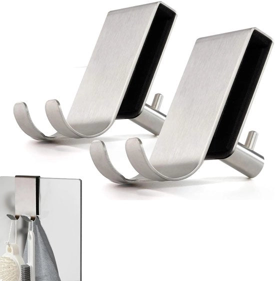 Doucheganci in Acciaio Inossidabile - 2 Pezzi - Antiscivolo - Per Asciugamano/Doccia - Adatto per Cucina/Terrazzo - Facile da Montare - Gancio Antiscivolo