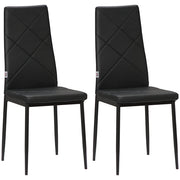 Set 2 Sedie 41x50x97 cm con Schienale Alto in Finta Pelle e Acciaio Nero