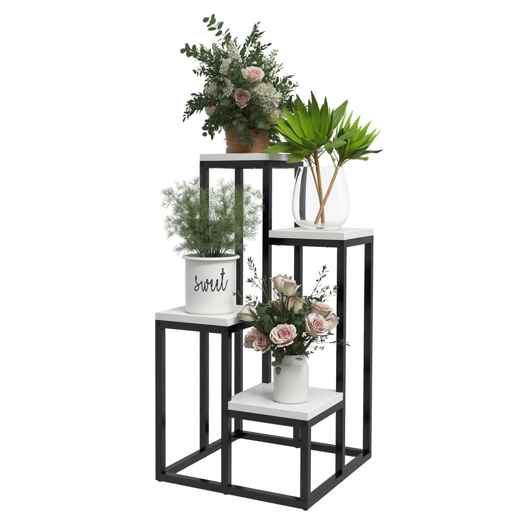 Scaffale per piante in metallo e legno 4 livelli ¨C zephmum ¨C Grigio 34x34x66 cm