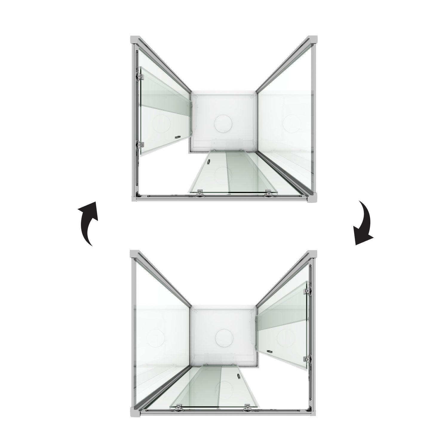 Box Doccia 3 Lati 90x120x90 cm 2 Ante Scorrevoli in Cristallo Trasparente 6mm H198 Fosterberg Odense Trio