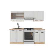 Cucina componibile R-Line Bianco rustico/Rovere dorato 200 cm, PL Rovere Vicco