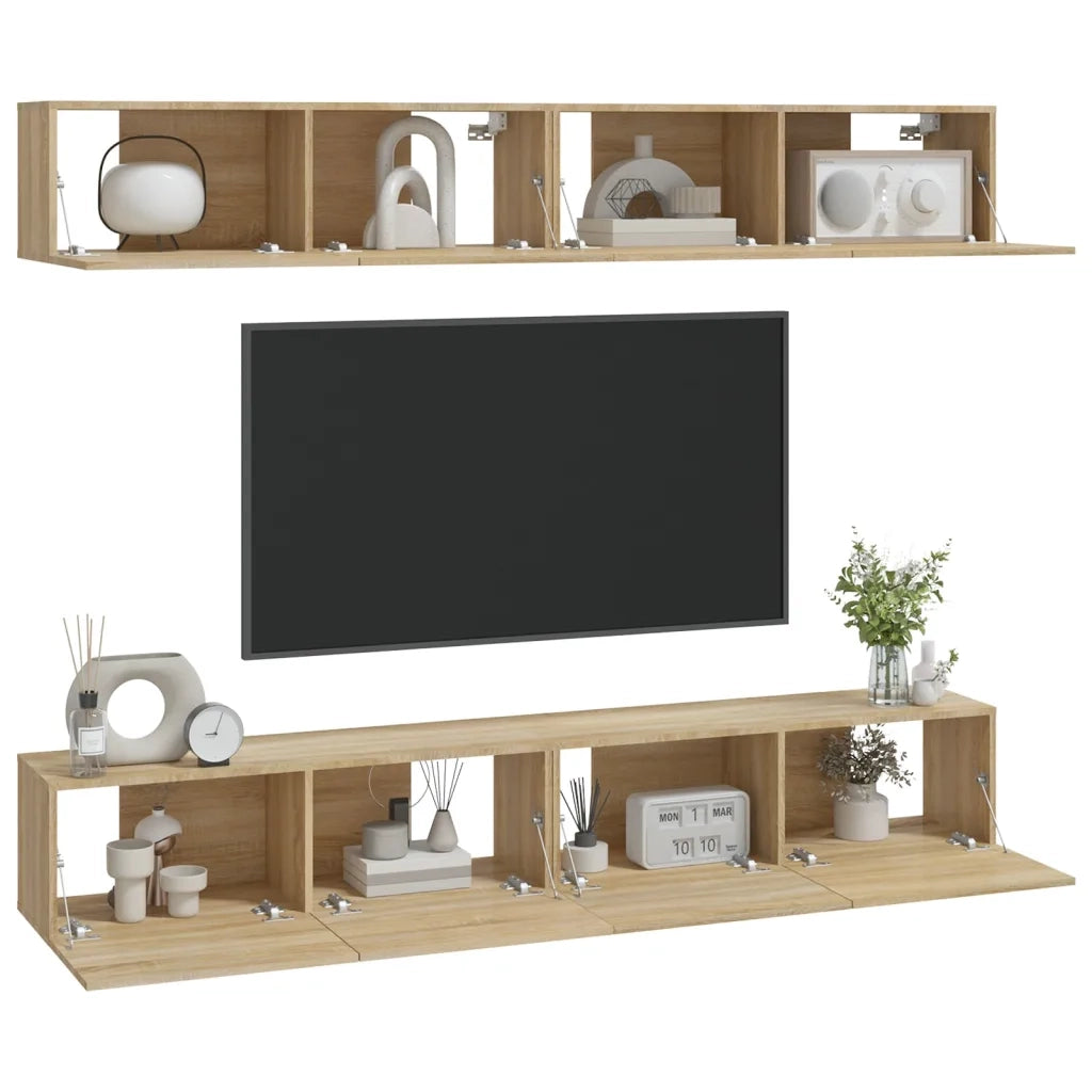 Mobili Porta TV a Parete 4 pz | Armadietto TV | Mobile Porta TV Rovere Sonoma 100x30x30 cm