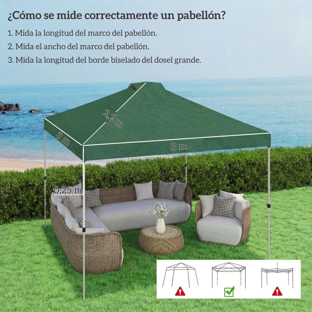 Tenda da sole per pergola 3x3 m ¨C zephmum ¨C verde tessuto Oxford 210D UV 50+