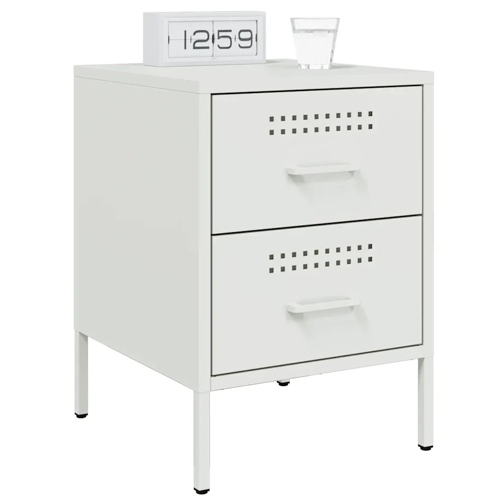 Set di 2 Comodini | Armadio da Notte | Mobiletto da notte Bianchi 36x39x50,5 cm in Acciaio
