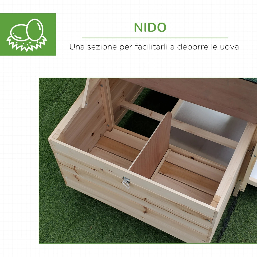 Pollaio da Giardino in Legno con Rampa e Vassoio. 196x76x97cm. color Legno