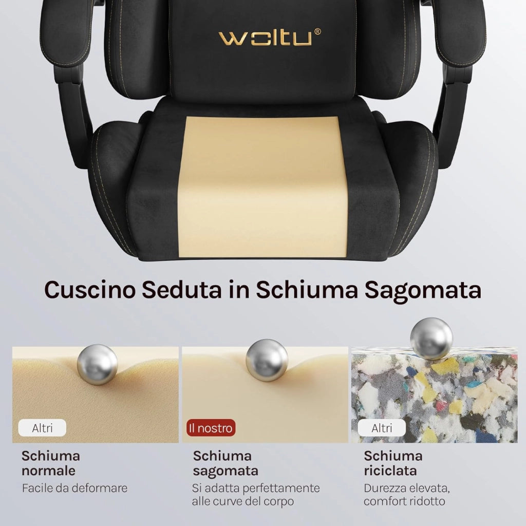 Sedia da gaming, Sedia Gaming Ergonomica con Ruote Silenziose, Altezza e Inclinazione Regolabile, con Braccioli Sincronizzati e Poggiapiedi, in Tessuto Scamosciato, Blu