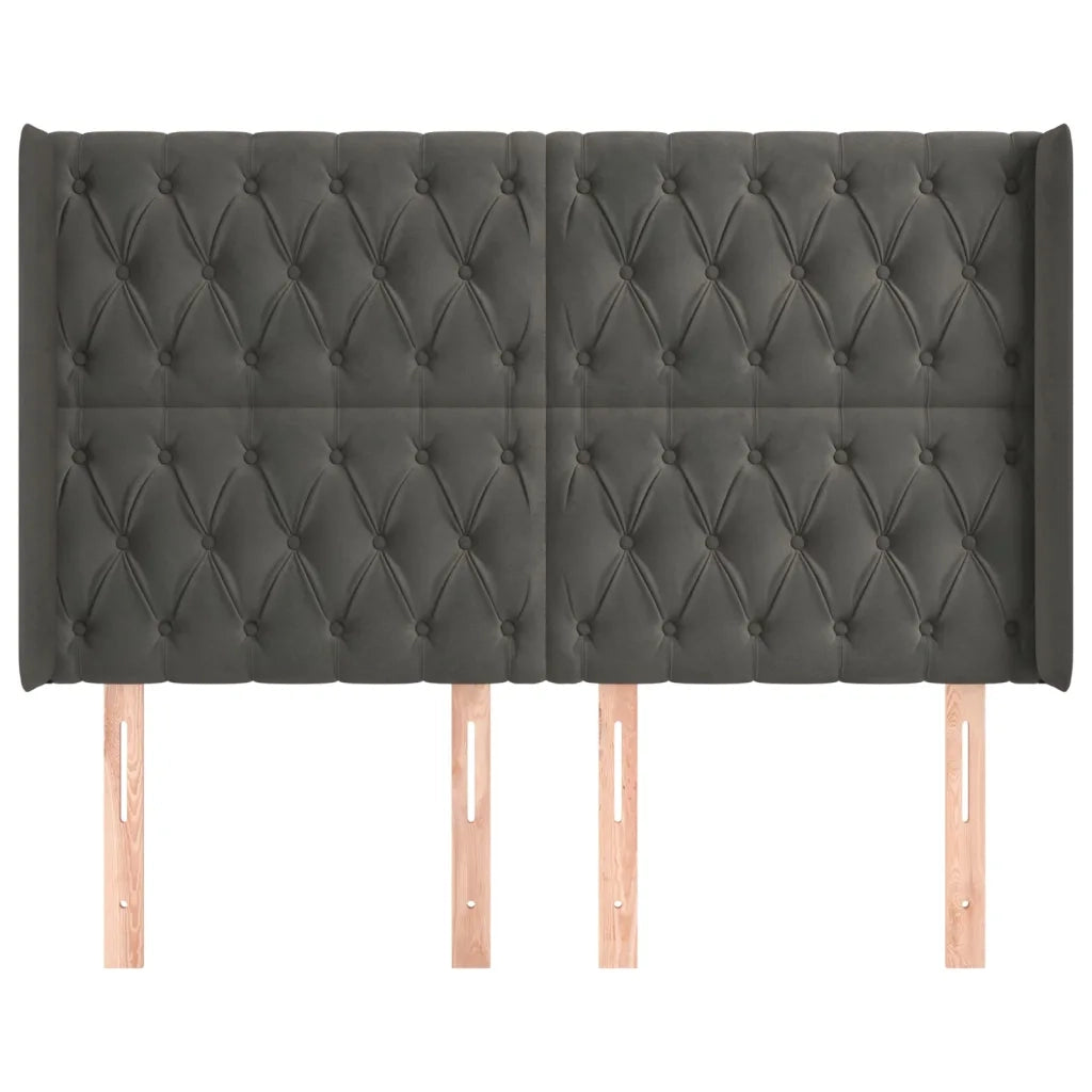 Testiera ad Orecchio-Testata con Orecchie GrigioScuro 147x16x118/128cm in Velluto 587344