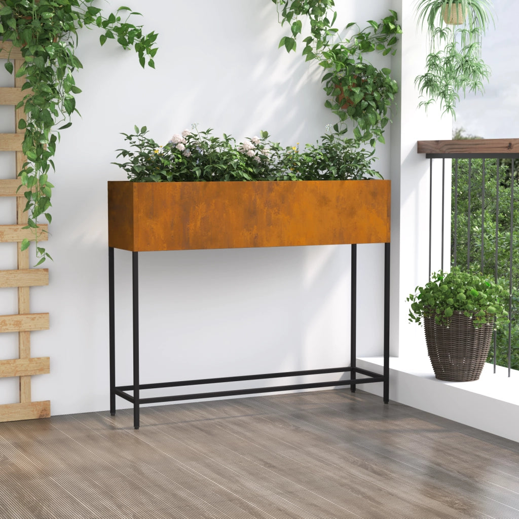 Fioriera da Giardino Rialzata 100x26x82 cm Acciaio Resistente