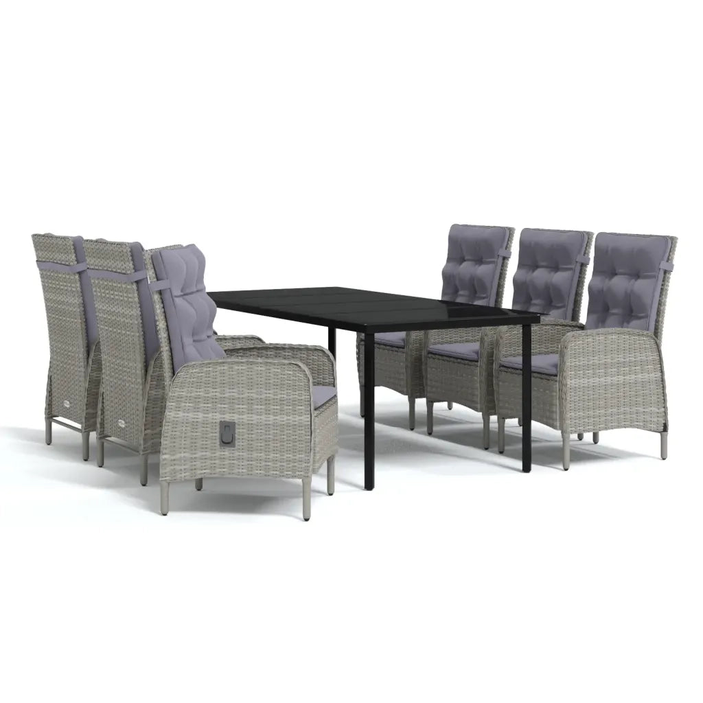 Set da Pranzo da Giardino 7 pz con Cuscini Grigio e Nero cod mxl 51983