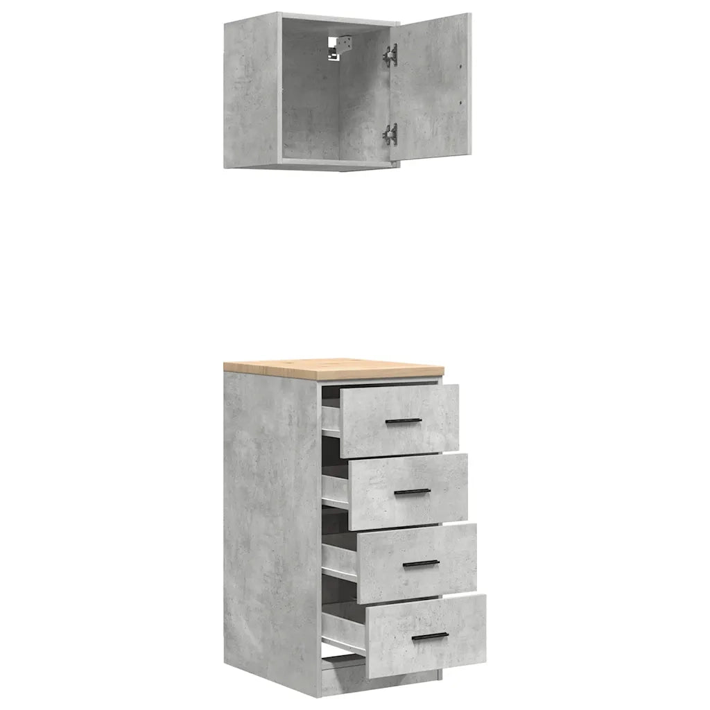 Armadi da Garage 2 pz Grigio Cemento in Legno Multistrato 3328326