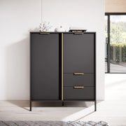 Madia Hameno, Credenza 2 Cassetti, 103x40x123h cm Nero Antracite