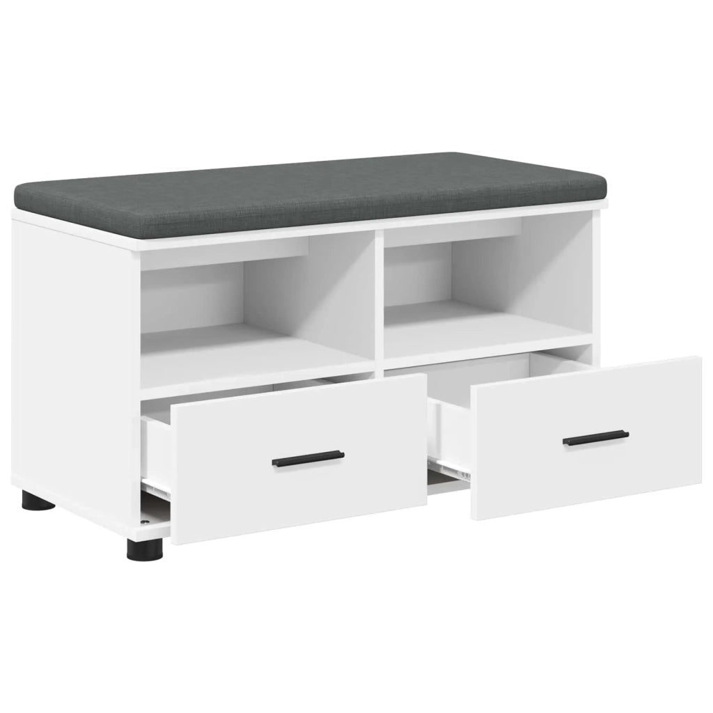 Panca per ingresso con cuscino-Sgabello-Panca da Corridoio Bianco 80 x 38 x 46 cm 339576