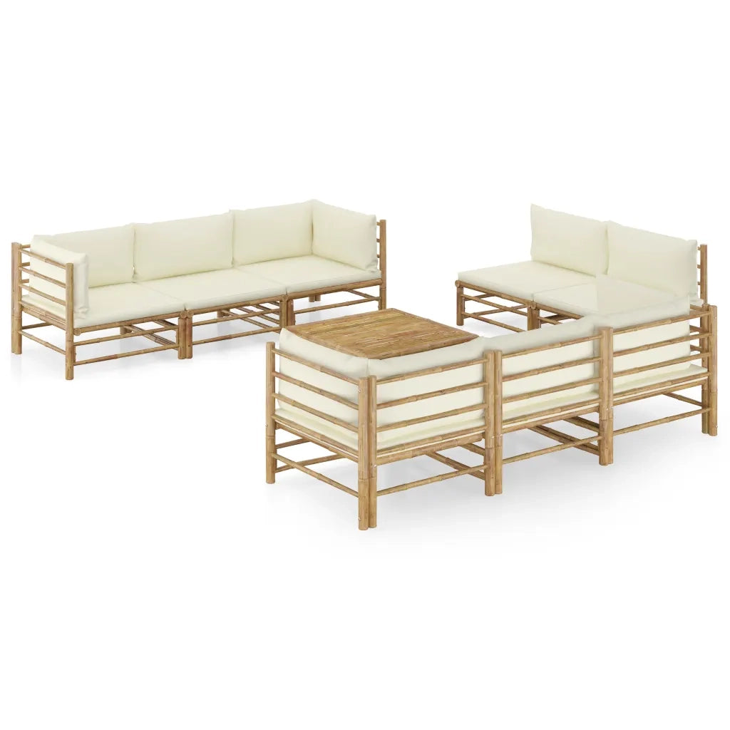 Set Divani da Giardino 9 pz con Cuscini Bianco Crema in BambÃ¹ cod mxl 42269