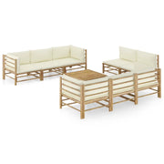 Set Divani da Giardino 9 pz con Cuscini Bianco Crema in BambÃ¹ cod mxl 42269