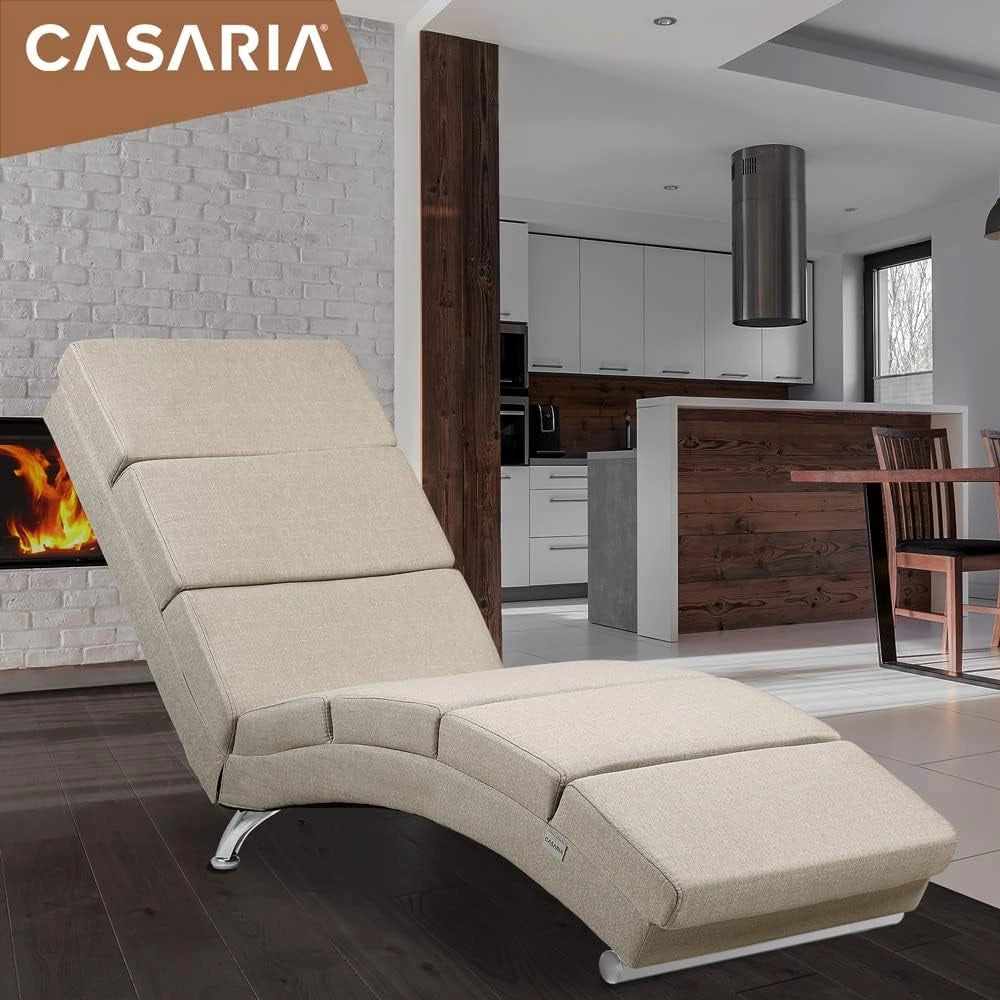 ® Poltrona Chaise Longue 186x89x55 cm Lettino Sdraio Ergonomico in Tessuto Imbottito Portata 180 kg Soggiorno Ufficio Interno Reclinabile Lettura