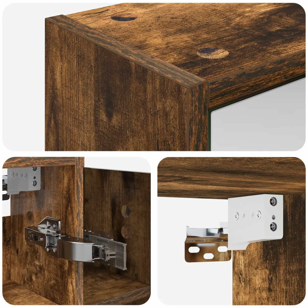 Mobiletto per specchio da bagno Rovere fumé 73,5 x 16 x 62,5 cm