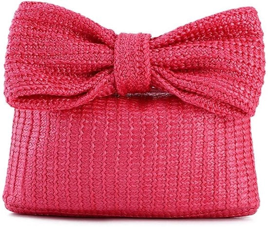 Borsa da sera elegante con strisce per donna, tasca con intreccio, portafoglio intrecciato, borsa da spiaggia rotante per donna per festa estiva o matrimonio (rosa)
