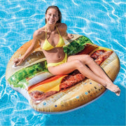 Trade Shop - Materassino Isola Gonfiabile Stampa Hamburger Pvc Mare Piscina 145 X 142 Cm -