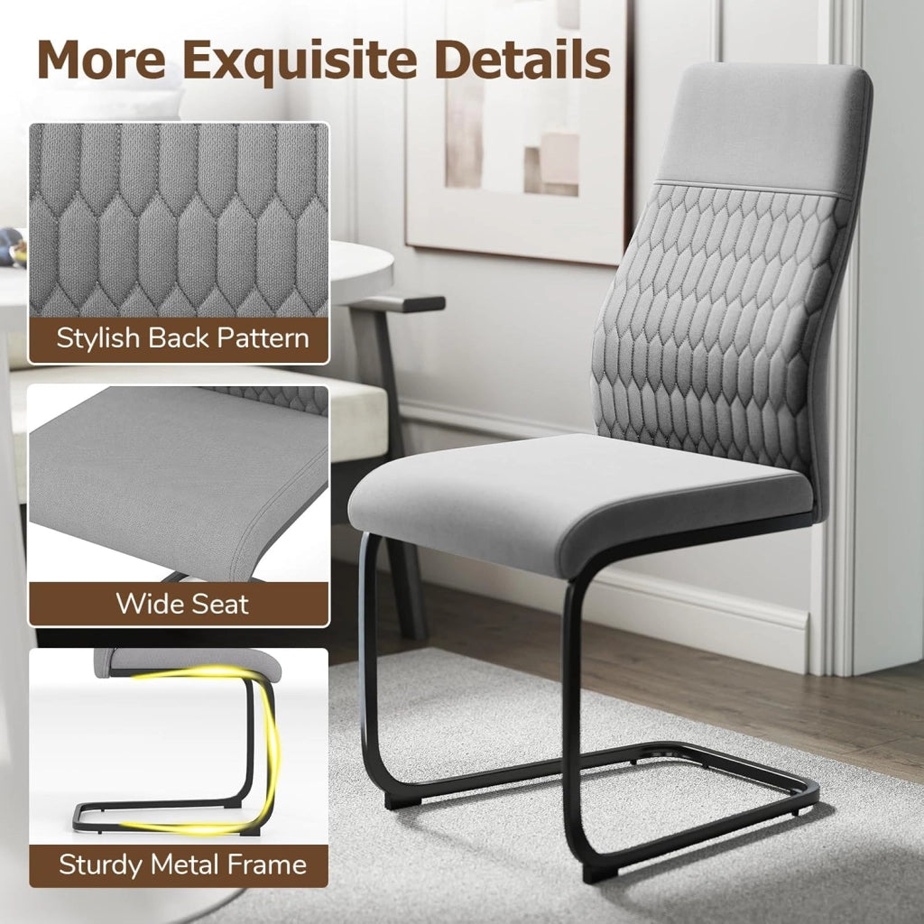 Set di 4 sedie da pranzo con struttura a forma di C, sedie con schienale ergonomico e alto, seduta imbottita, portata fino a 150 kg, 44 x 60 x 98 cm, per cucina, ristorante